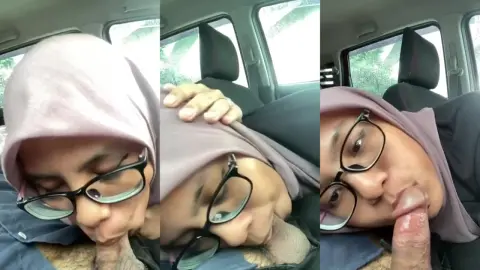 hijab cantik spong dimobil