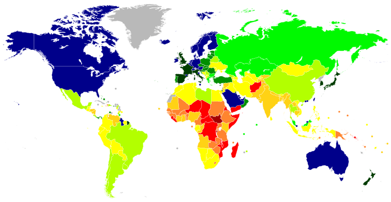 世界国家人均收入水平