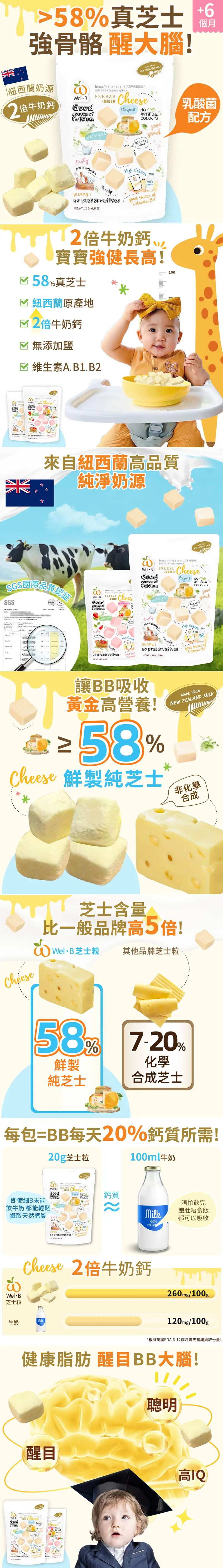 Wel-B Baby 58%凍乾鮮製乳酸菌芝士粒