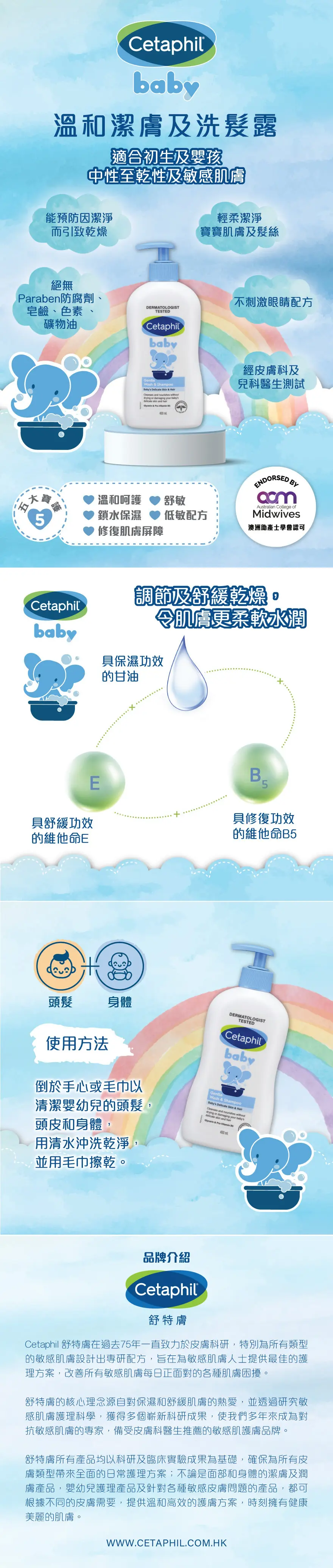 Cetaphil 舒特膚 嬰兒溫和潔膚及洗髮露