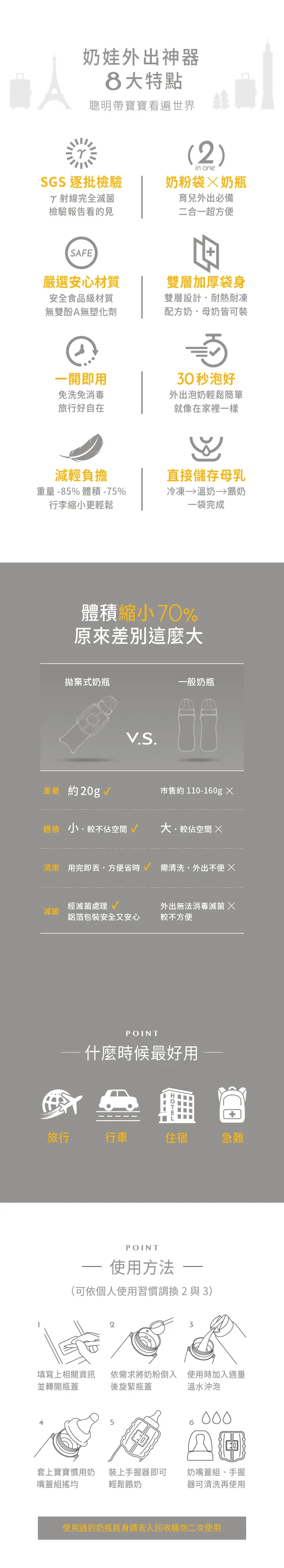 六甲村 拋棄式奶瓶組合包