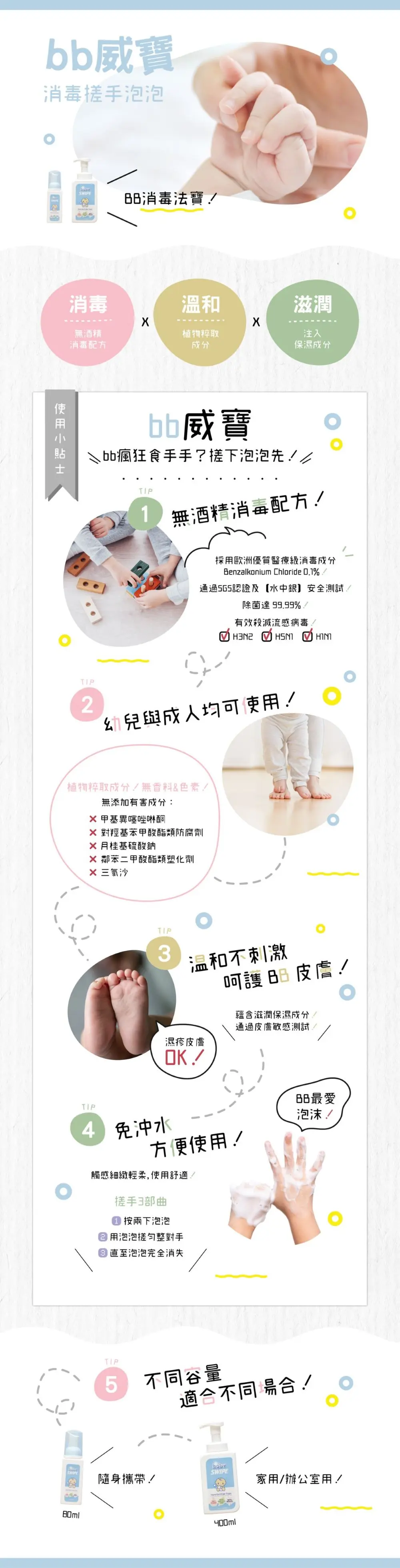 Swipe威寶 嬰兒消毒搓手泡泡