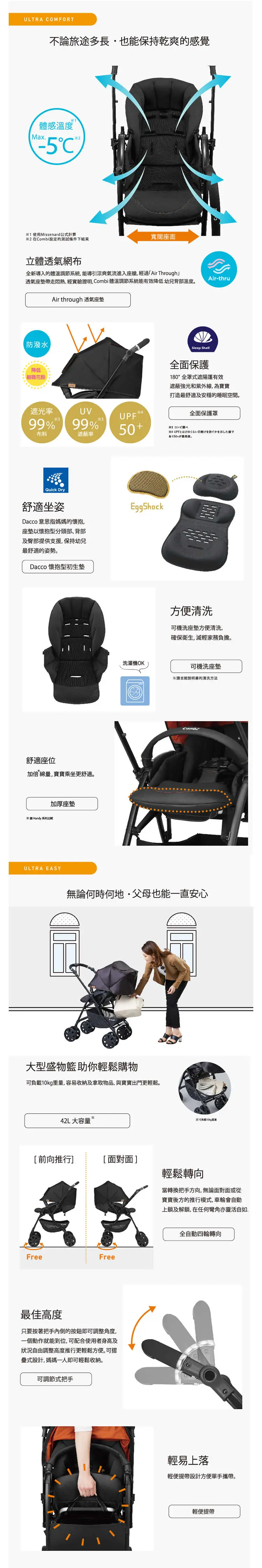 Combi CrossGo 全自動四輪轉向手推車