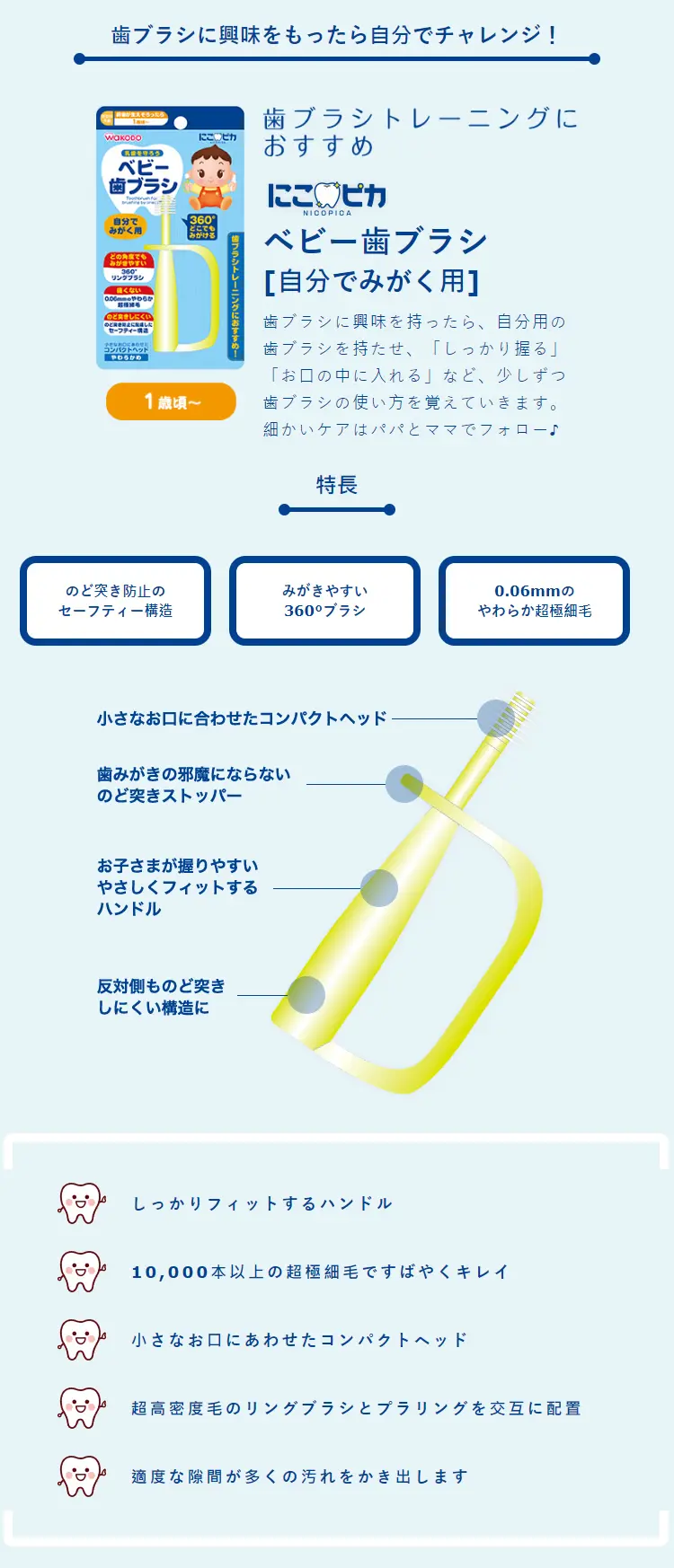 Wakodo 和光堂 嬰幼兒360度訓練牙刷