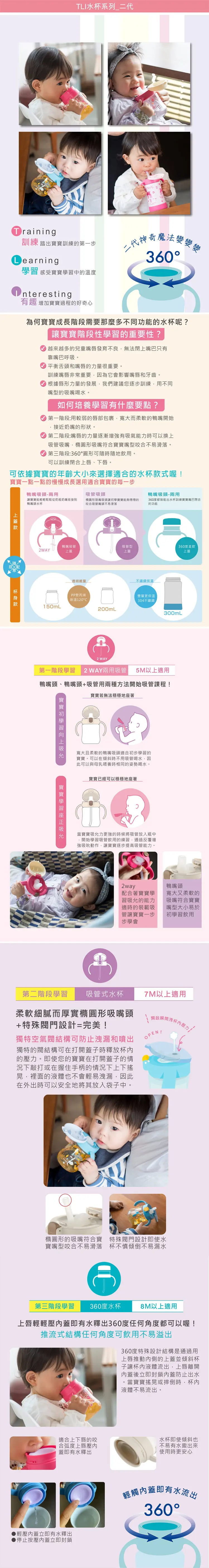 Richell TLI 第三階段360度防漏水杯