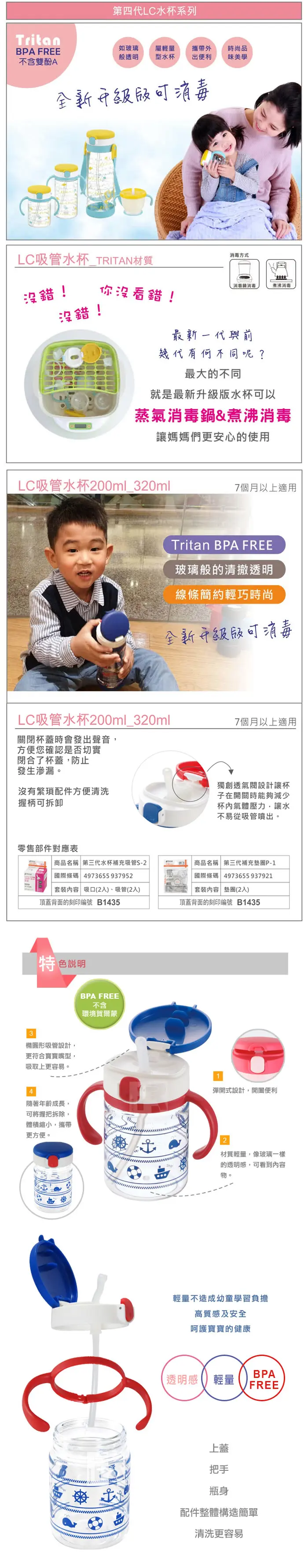 Richell Aqulea 吸管水杯