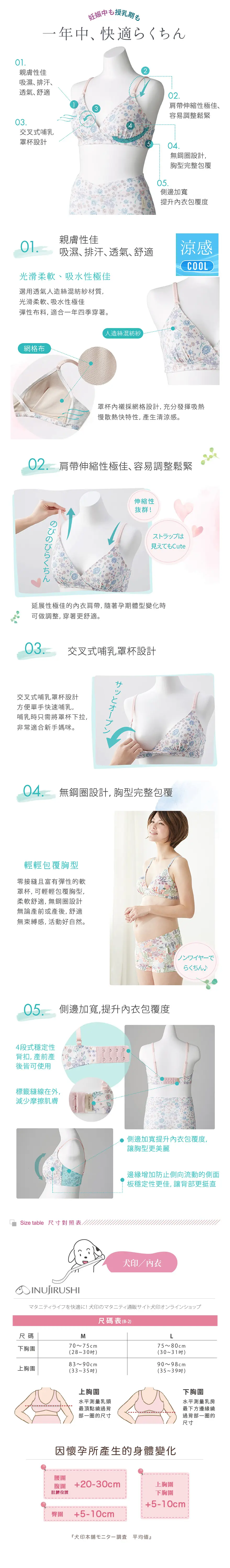 犬印 涼感材質下拉式哺乳內衣
