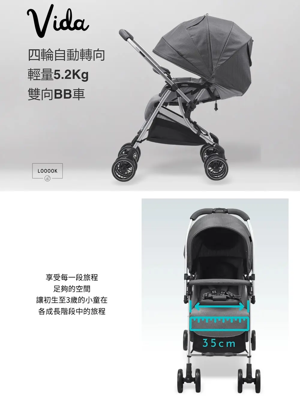 LOOOOK Vida 轻量四轮转向婴儿手推车