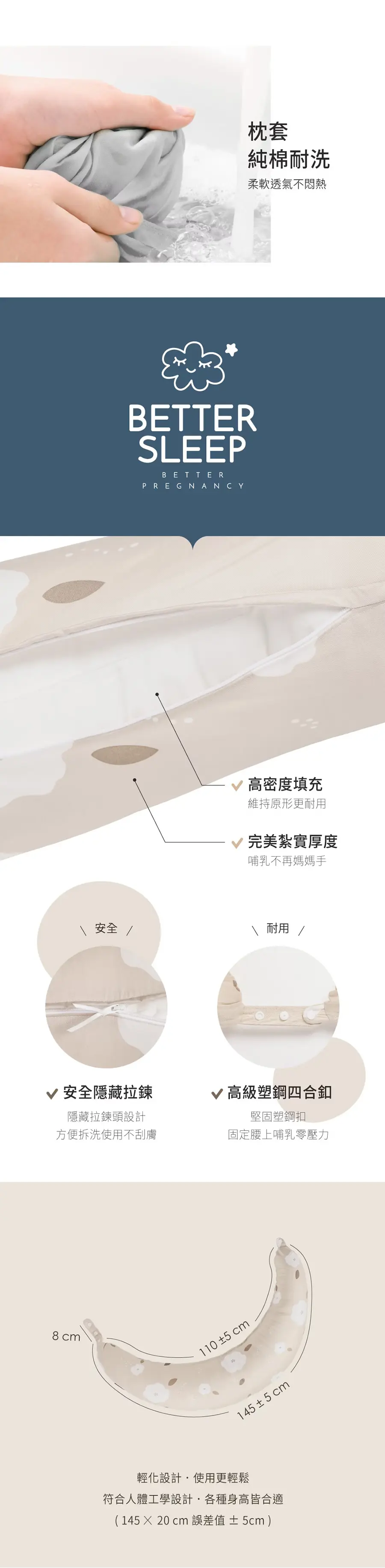 六甲村 可調式孕婦哺乳枕(平織印花款)