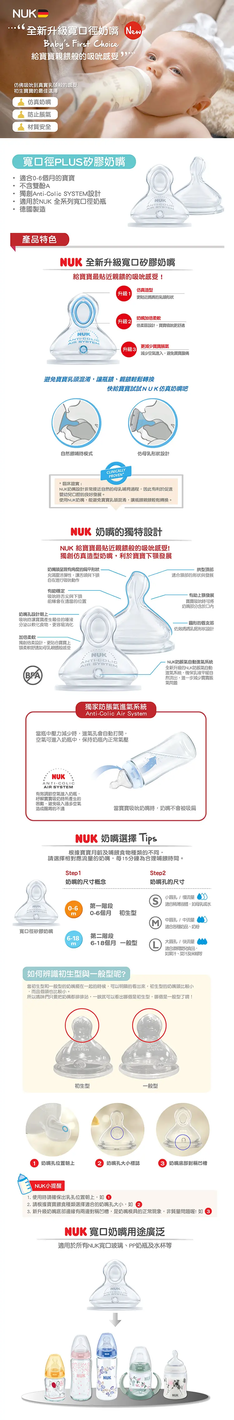 Nuk 替換奶咀 寬口徑 矽膠咀 Nuk 替換奶咀 寬口徑 矽膠咀