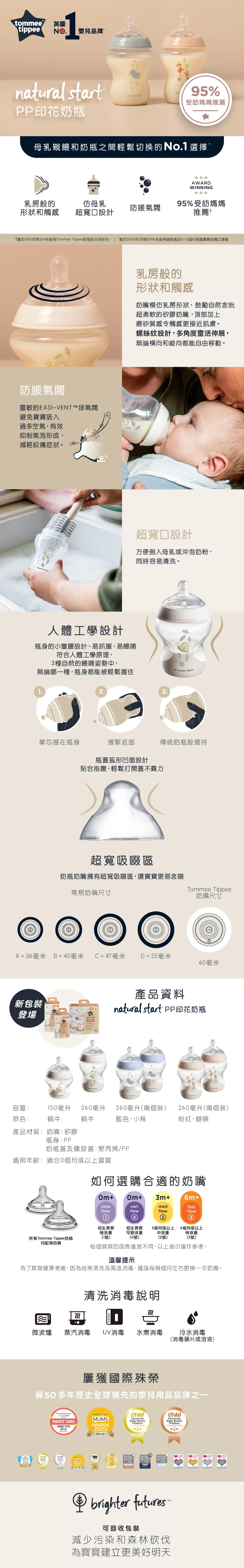 Tommee Tippee Natural Start 印花奶瓶