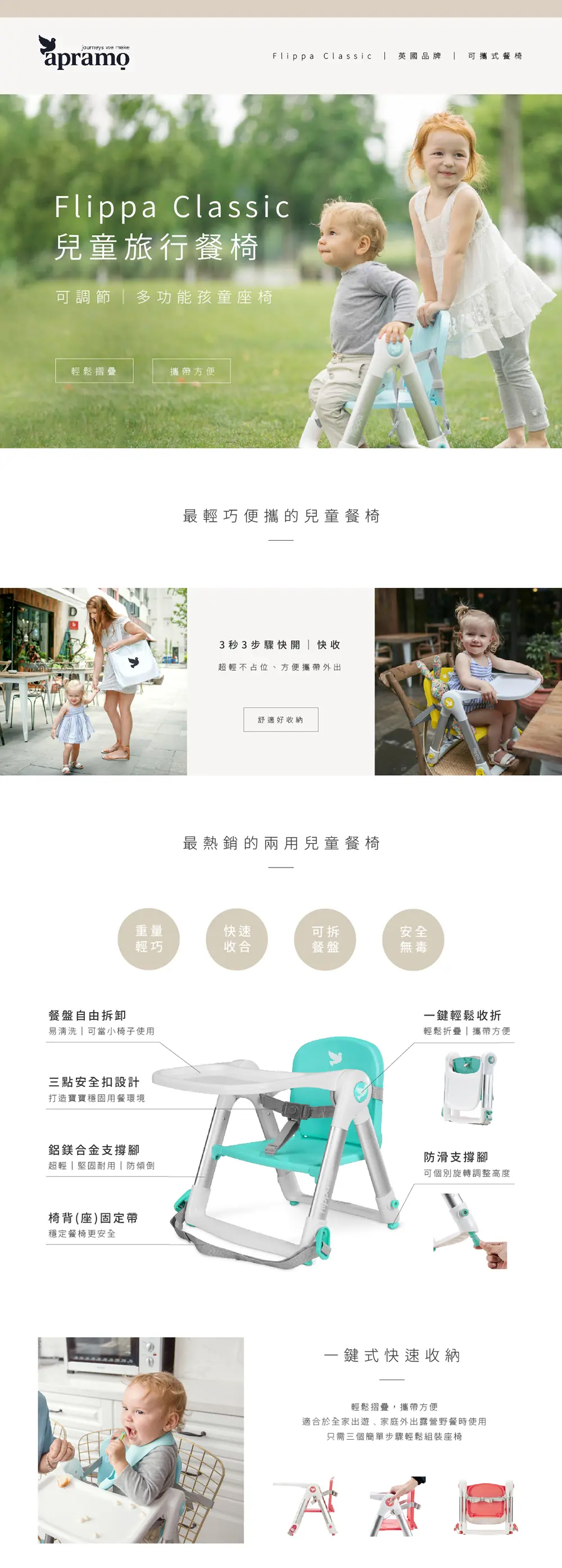 Apramo Flippa® Classic 便攜式兩用餐椅
