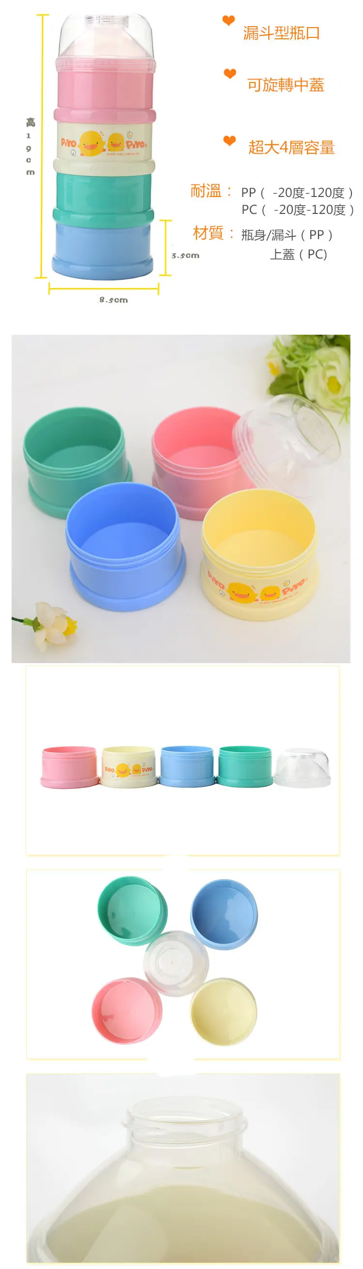 黃色小鴨 PIYOPIYO 彩色特大四層奶粉盒