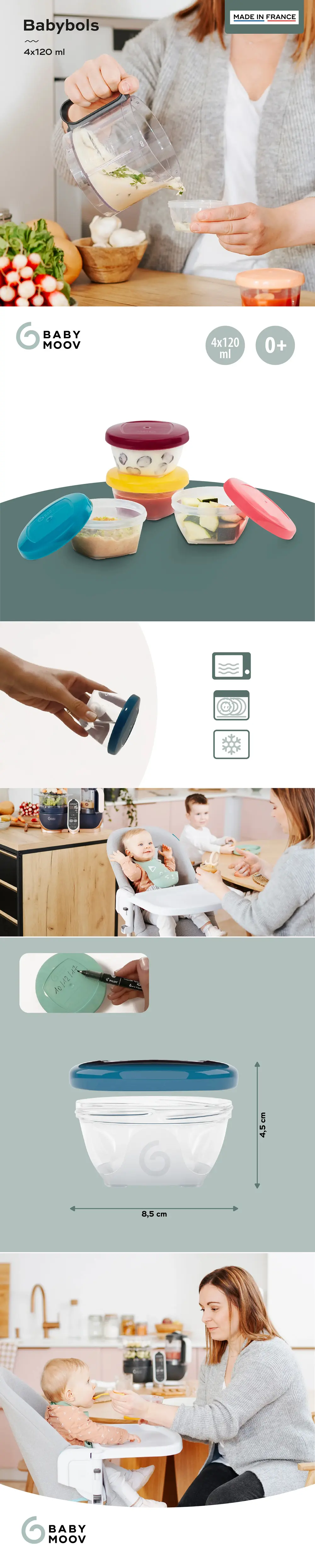 Babymoov Babybols 密封食物儲存碗–S碼 120ml X 4