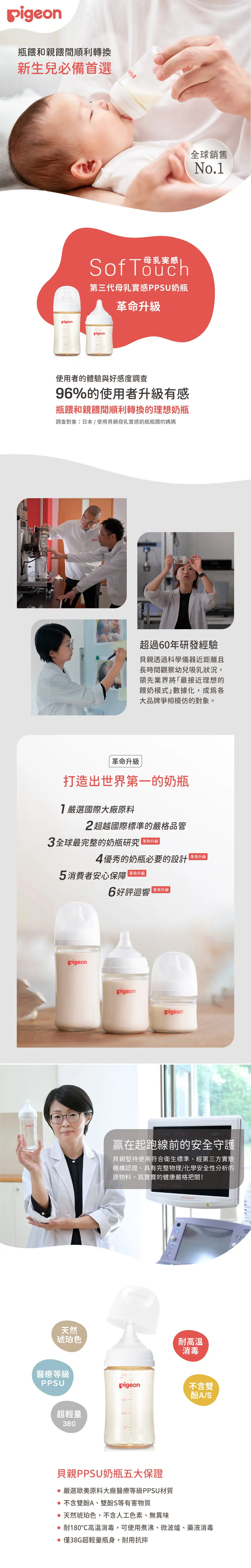 Pigeon 母乳實感寬口徑PPSU奶瓶