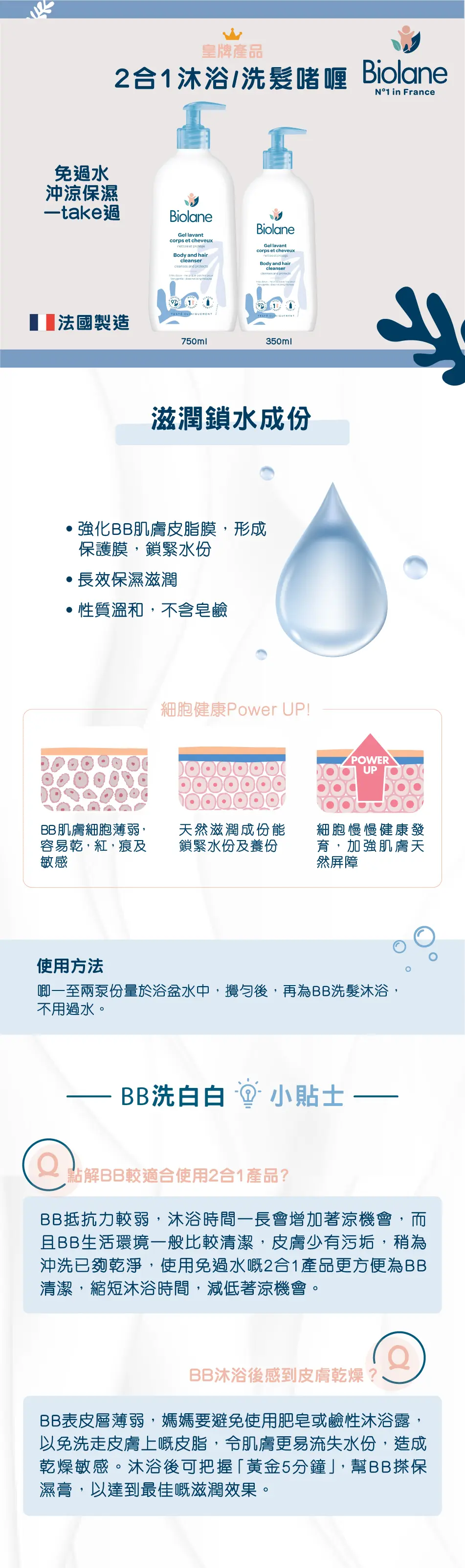 Biolane 貝兒 2合1沐浴/洗髮啫喱