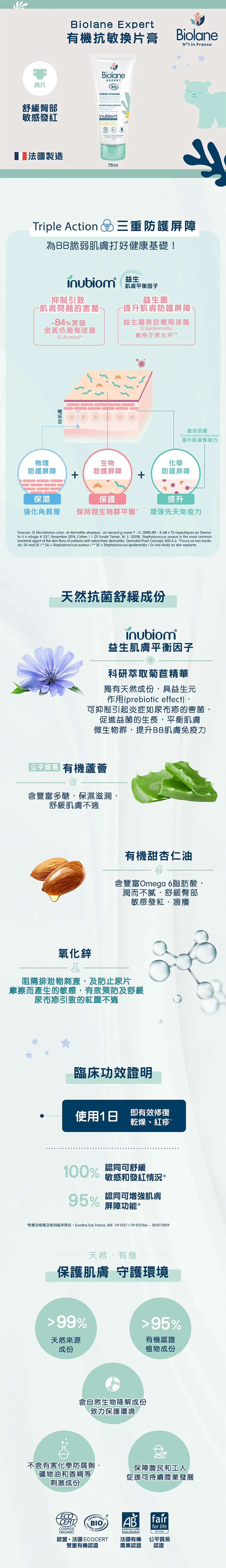 Biolane Expert 贝儿 有机抗敏换片膏