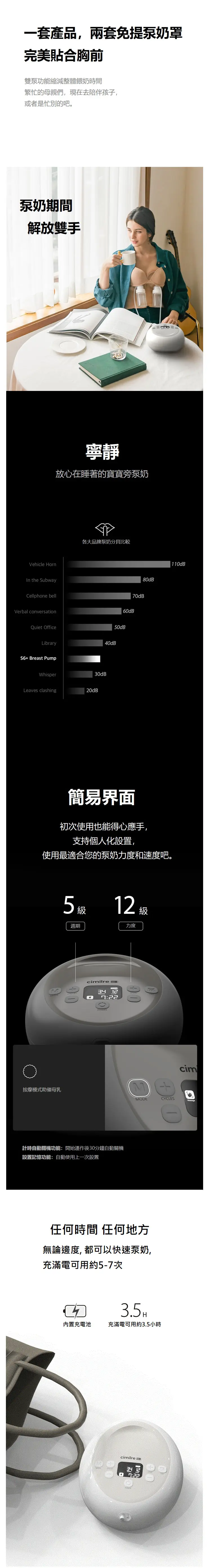 Cimilre S6+ 醫院級可充電泵奶器