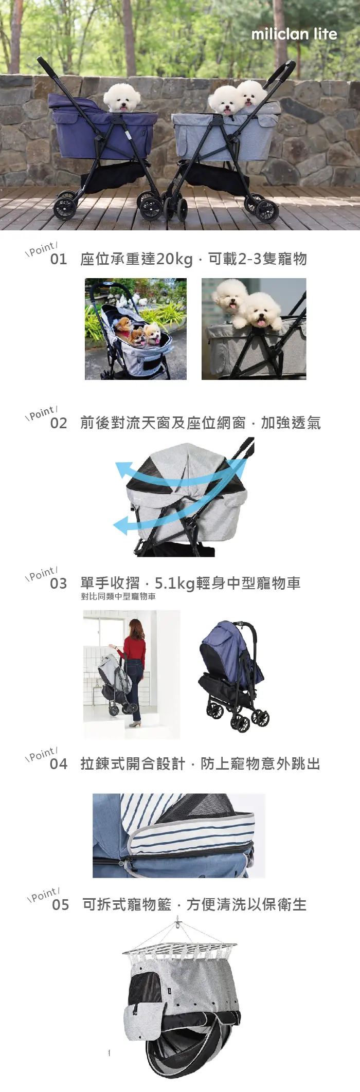 Compet Miliclan Lite 中型宠物车三天窗