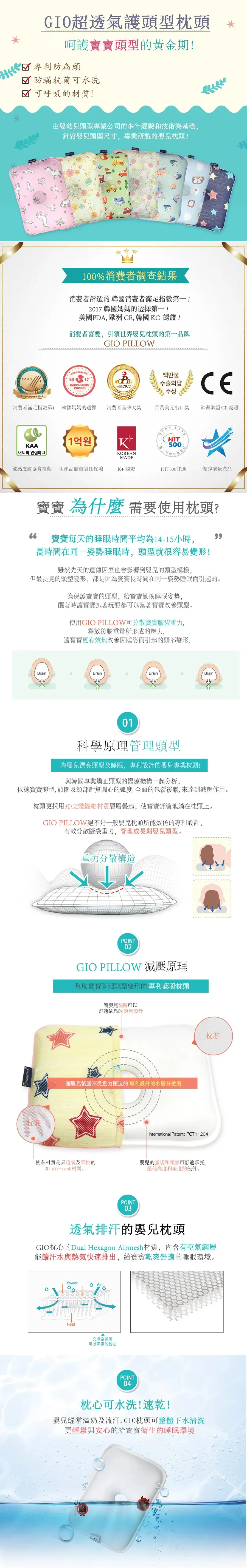 Gio Pillow 超透氣護頭型 嬰兒枕頭