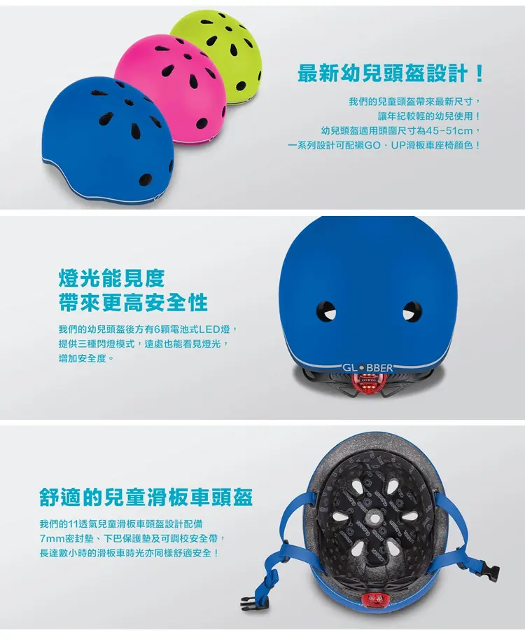 Globber HELMET GO UP LIGHTS 可調較幼兒頭盔