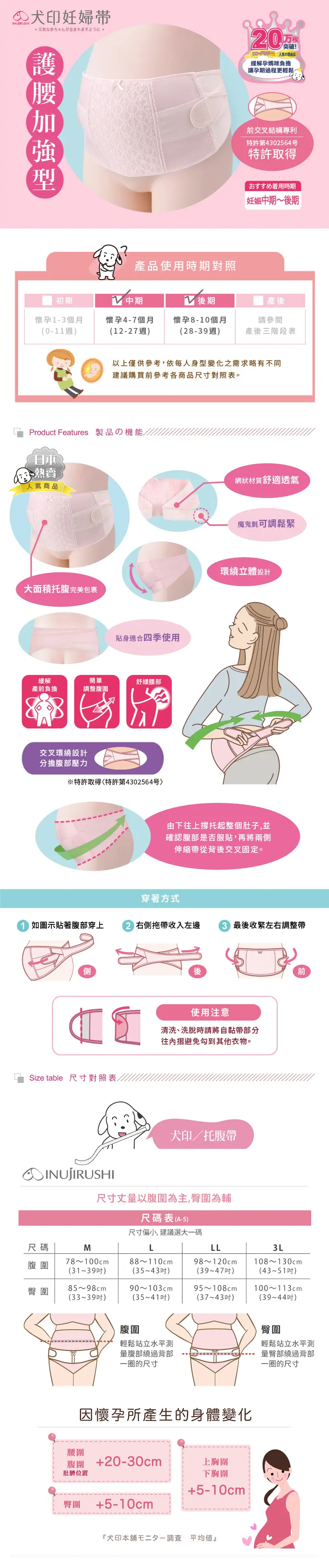 犬印 加強型護腰托腹帶