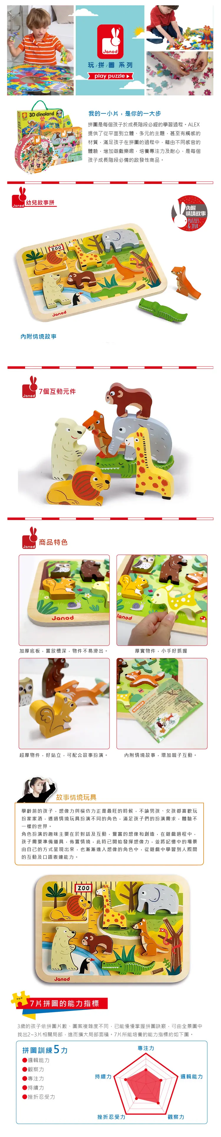 Janod 幼儿木制拼图-动物园
