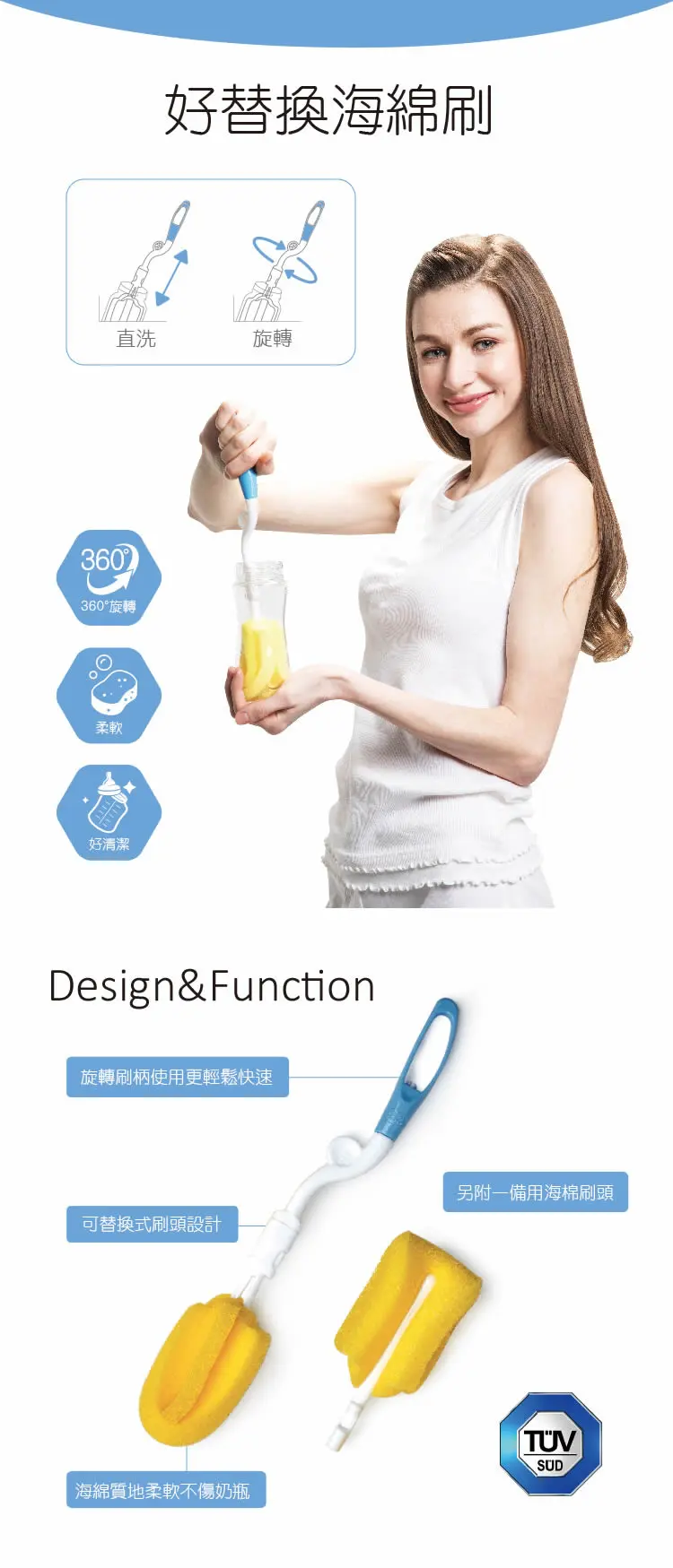 KUKU DUCK 360度可替換海綿奶瓶刷