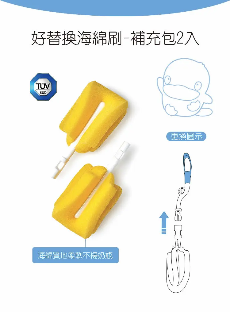 KUKU DUCK 360度可替換海綿奶瓶刷-替換補充包