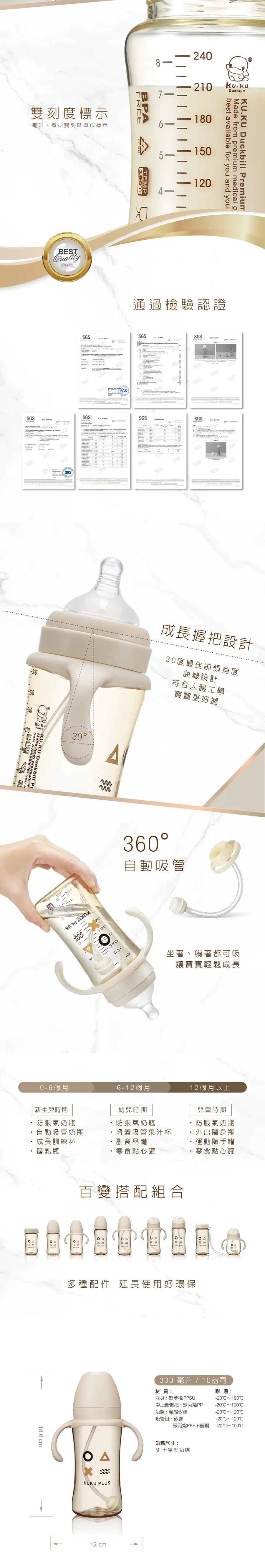 KuKu Duck 纯真之瞳寛口PPSU成長奶瓶