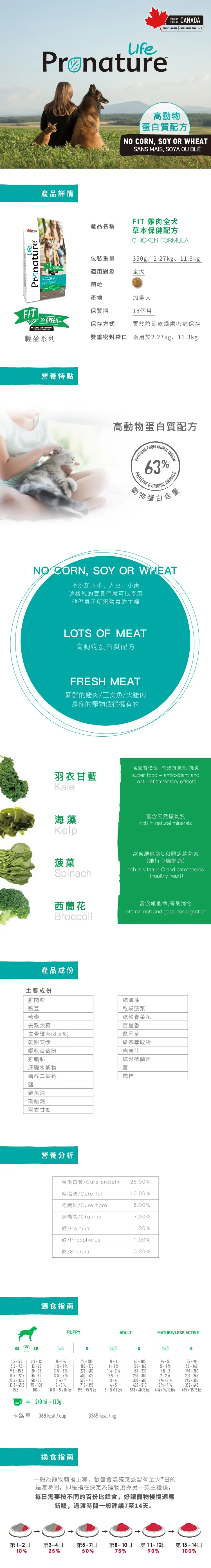 Pronature Life Fit 鸡肉全犬草本保健配方