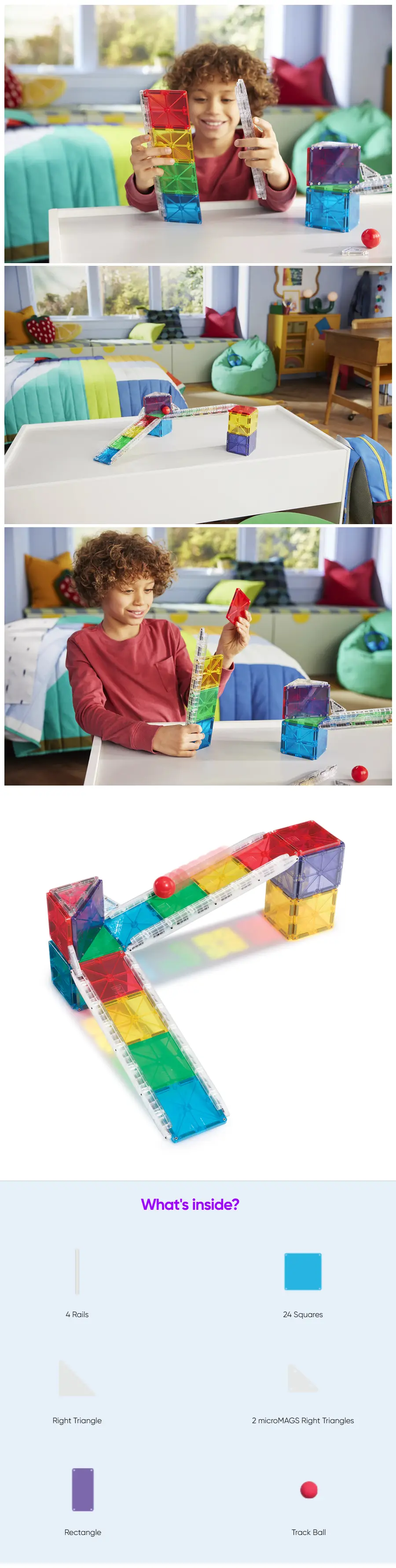 Magna-Tiles 磁力积木-赛道滑行套装 33片