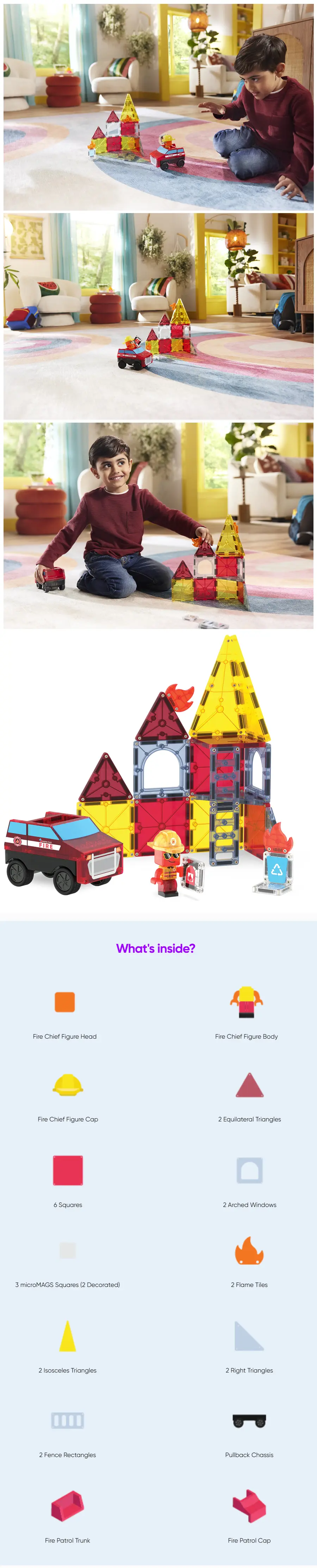 Magna-Tiles 磁力积木-火警救援套装 27片
