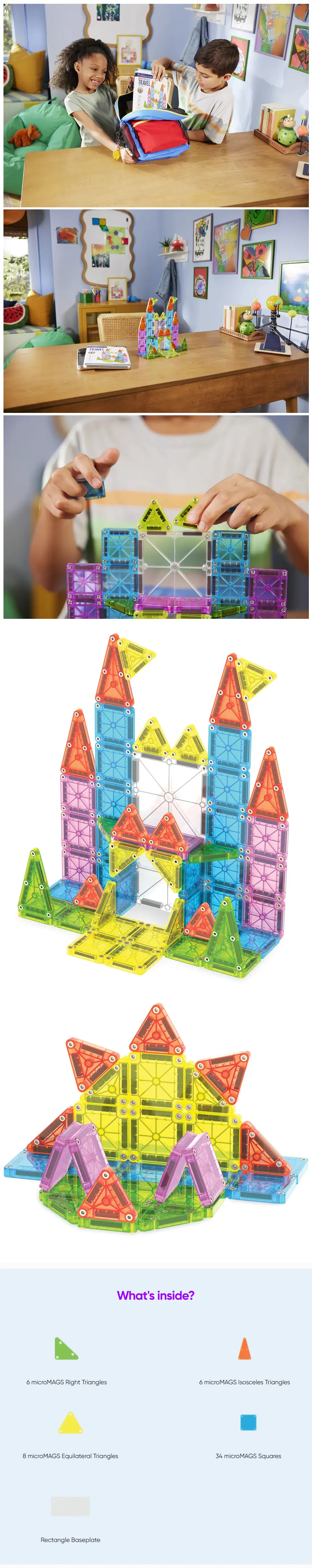 Magna-Tiles MicroMAGS 迷你磁力积木/ 旅行豪华套装 55片