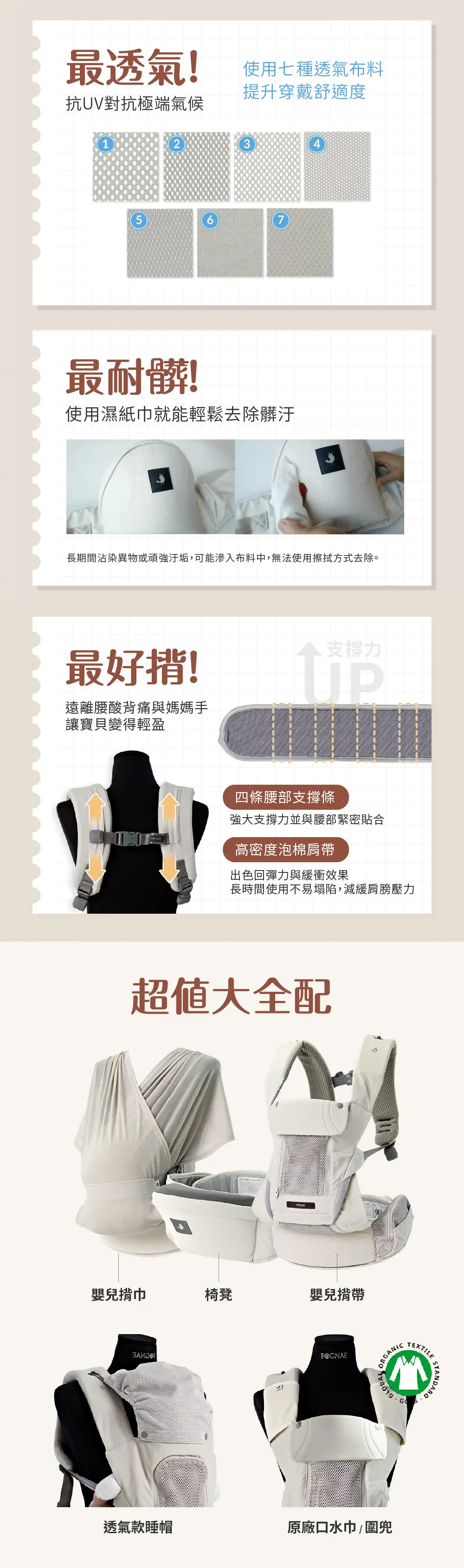 Pognae Max Flow 萬能四合一超涼感透氣嬰兒揹帶