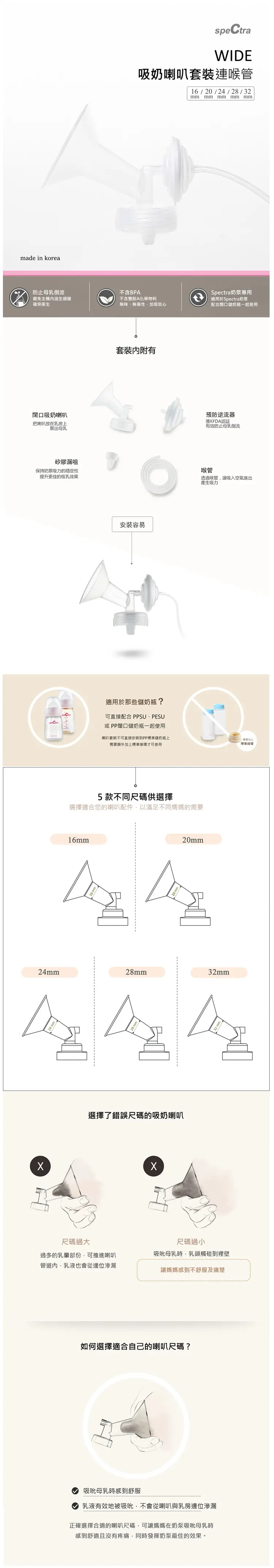 Spectra 吸奶喇叭套裝