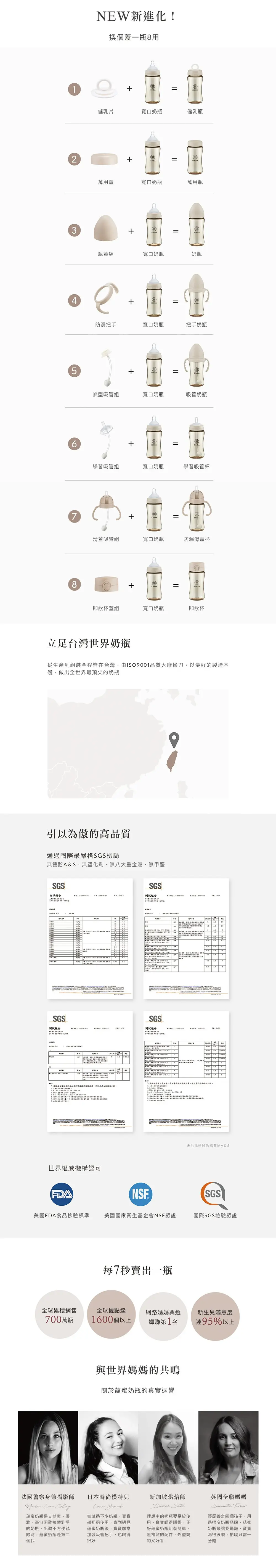 台湾小狮王 Simba 蕴蜜铂金PPSU宽口奶瓶(连吸管把手)