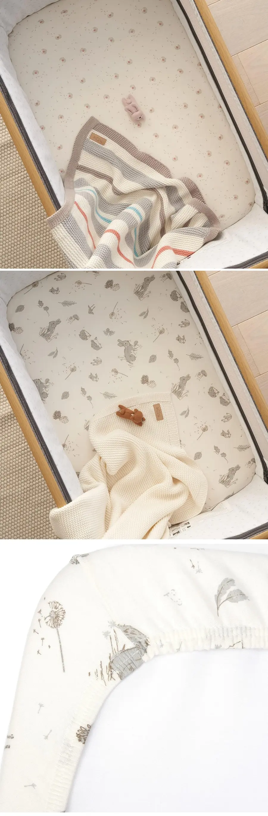 Tutti Bambini Cozee 嬰兒床床笠/ 2件裝 寧靜安逸的小兔