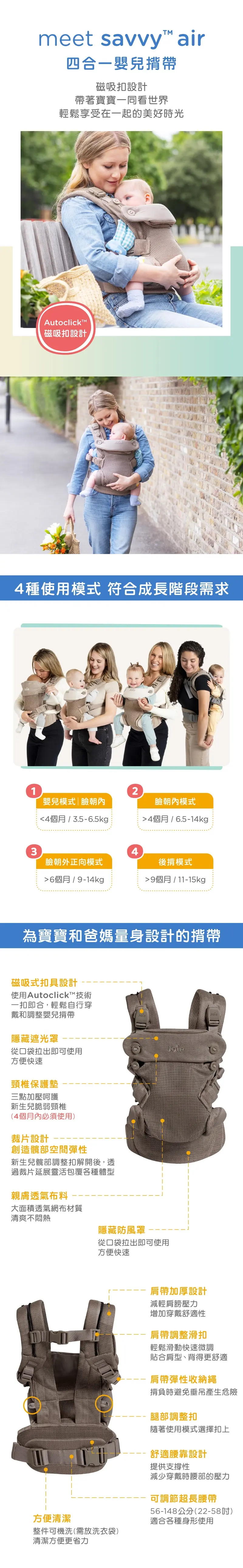 Joie Savvy™ air 四合一嬰兒揹帶