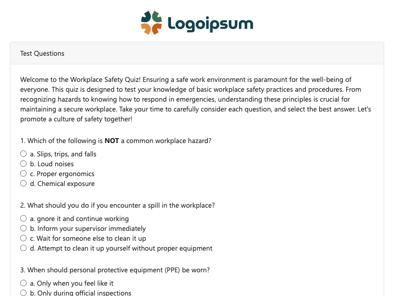 Safety Quiz Scored