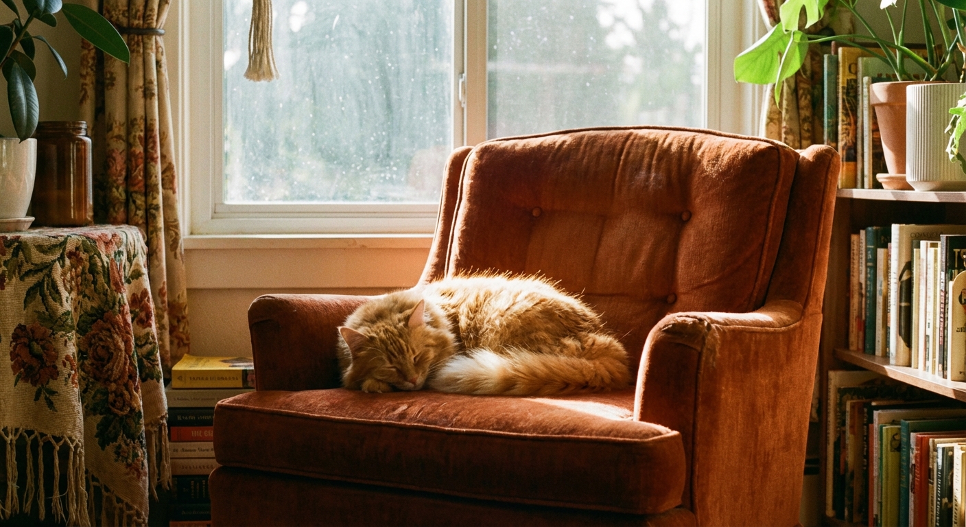 Photorealistic cat on armchair