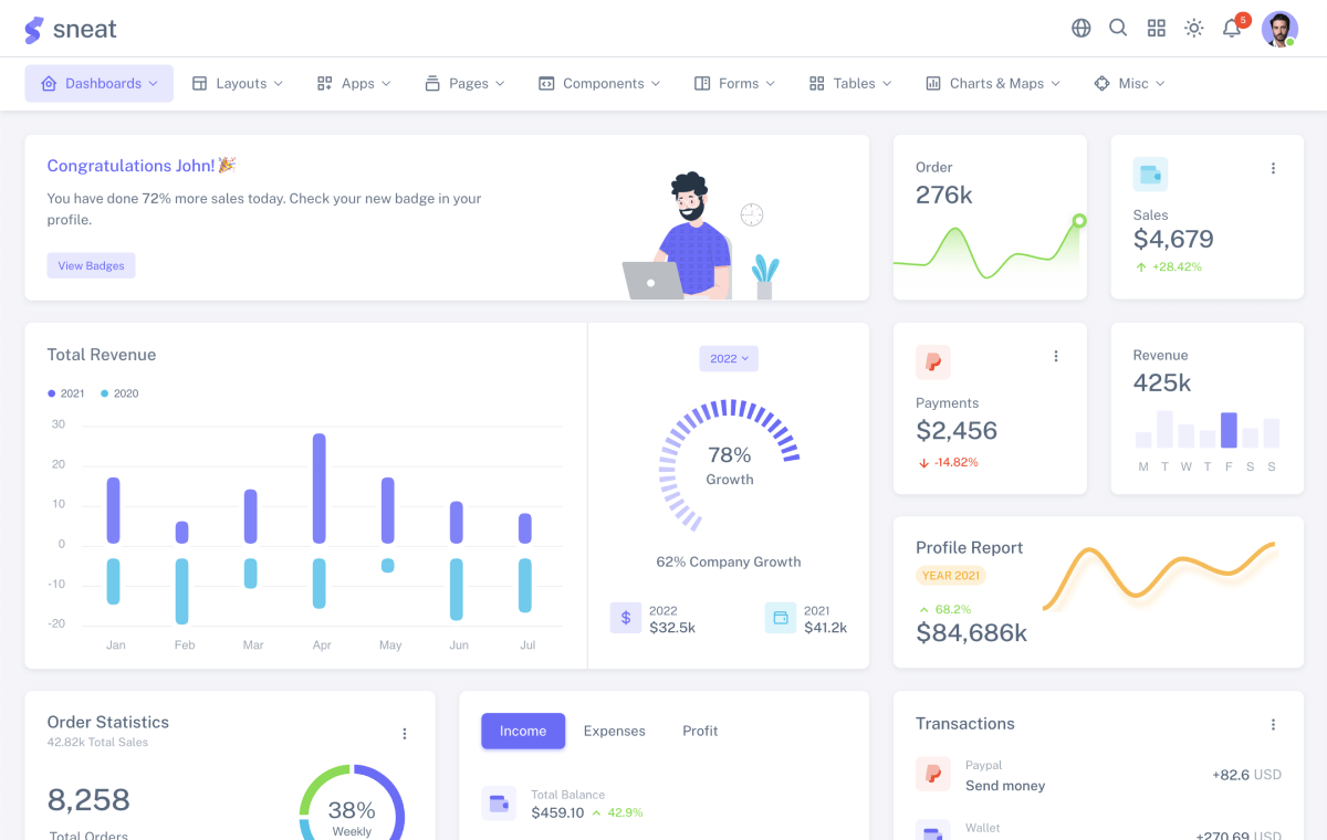sneat dashboard pro bootstrap
