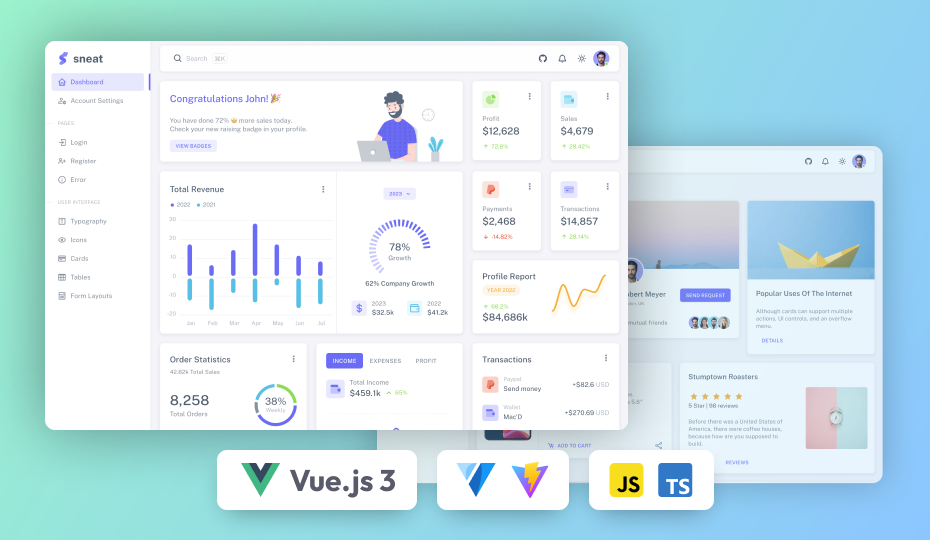 Sneat – Vuetify Vuejs Admin Template Demo Screenshot