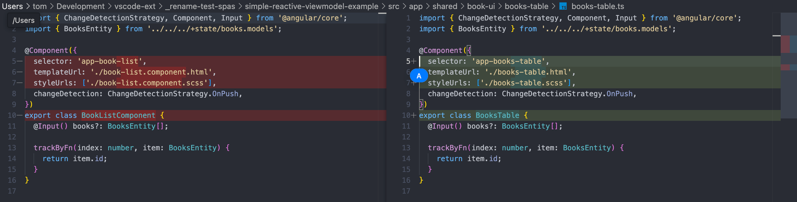 Changes to Component file after rename