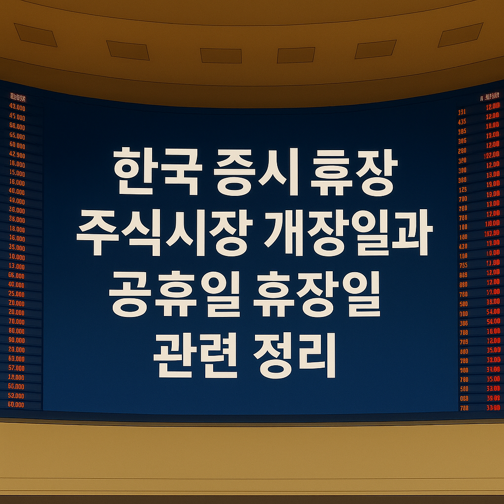 한국 증시 휴장일, 주식시장 개장일과 공휴일 휴장일 관련 정리