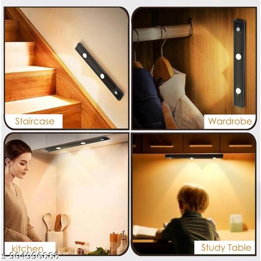 Under Cabinet LED Motion Sensor Light | Pack of 1 | USB Rechargeable | Auto ON/OFF | 3 Modes | 6500K Bright White Night Light for Kitchen & Wardrobe (40cm) Multicolour - Anuloria 