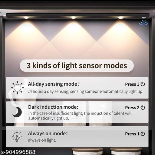 Under Cabinet LED Motion Sensor Light | Pack of 1 | USB Rechargeable | Auto ON/OFF | 3 Modes | 6500K Bright White Night Light for Kitchen & Wardrobe (40cm) Multicolour - Anuloria 