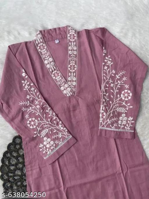 KURTI PANT WITH V NECK EMBROIDERY - Arvia
