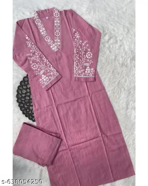 KURTI PANT WITH V NECK EMBROIDERY - Arvia