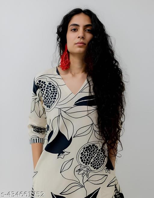 Cotton Kurtis  Women's Printed Pattern Cotton Kurti with Pant kurta set (kirim299) - Arvia